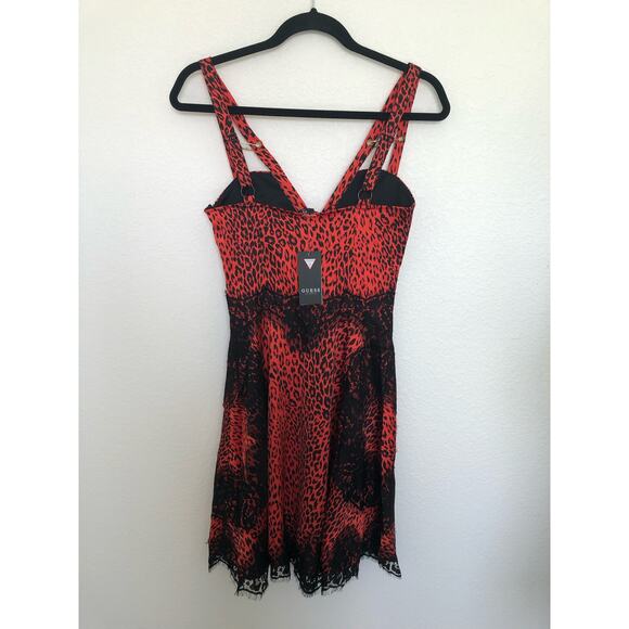GUESS Nadine Red and Black Leopard Print Fit and Flare Dress - XS - Picture 5 of 7
